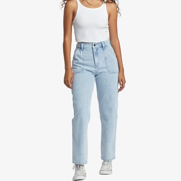 RVCA Recession Denim Straight Leg Jeans in Light Wash, Size 24 - Picture 2 of 14